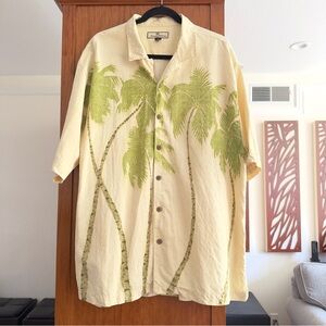 Tommy Bahama Tropical Palm Tree Print Silk Shirt XL